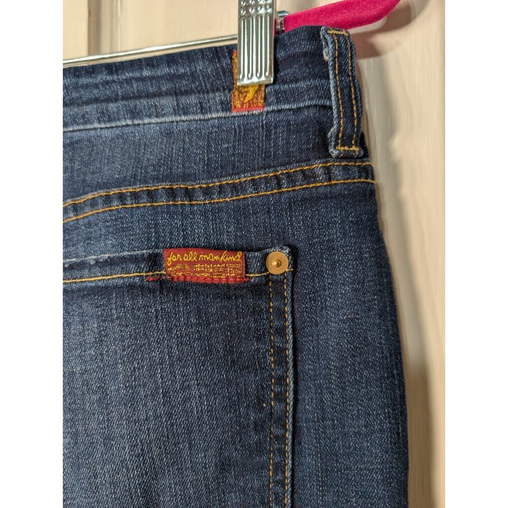 7 For All Mankind Women's Distressed Denim Skirt Dark Raw Hem Size 29 Mini(809) - Picture 5 of 8
